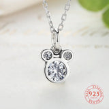 Real 925 Zircon Mouse Pendant Necklace Crystal Rhinestone Choker Jewelry