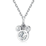 Real 925 Zircon Mouse Pendant Necklace Crystal Rhinestone Choker Jewelry