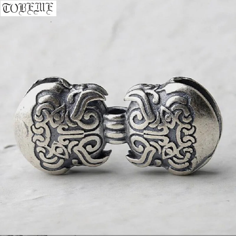 925 Silver Tibetan Dorje Bell Beads Sterling Silver Vajra Amulet Charm DIY