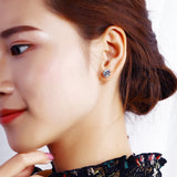 925 Silver Stud Earrings 7mm Round Cut Stone Small Jewelry for Her