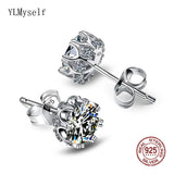 925 Silver Stud Earrings 7mm Round Cut Stone Small Jewelry for Her