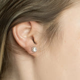925 Silver Stud Earrings 7mm Round Cut Stone Small Jewelry for Her