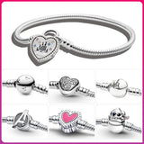 925 Silver Heart Zircon Castle Bracelet for Women