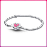 925 Silver Heart Zircon Castle Bracelet for Women