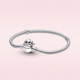 Genuine 925 Sterling Silver Mouse Stitch Heart Bracelet