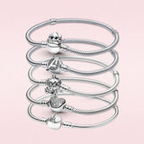 Genuine 925 Sterling Silver Mouse Stitch Heart Bracelet