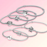 Genuine 925 Sterling Silver Mouse Stitch Heart Bracelet
