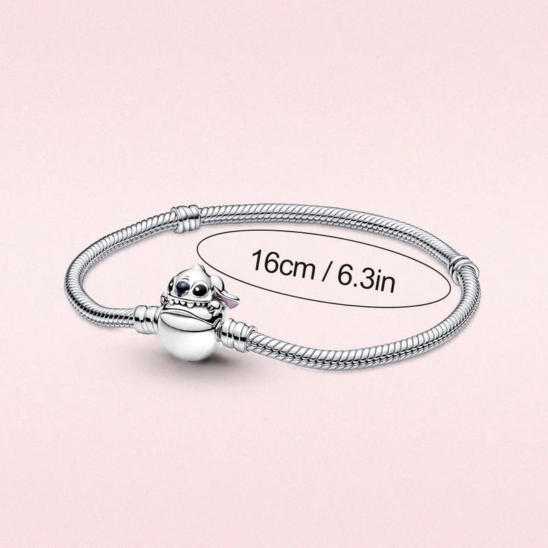 Genuine 925 Sterling Silver Mouse Stitch Heart Bracelet