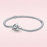 Genuine 925 Sterling Silver Mouse Stitch Heart Bracelet