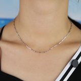 925 Silver Square Link Chain Necklace for Women