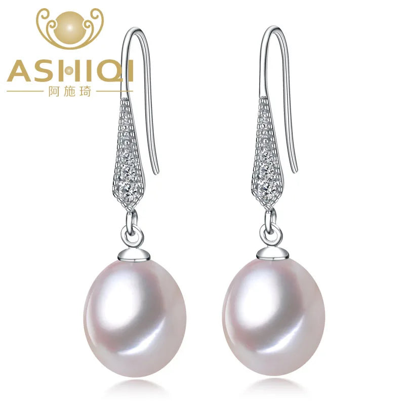 925 Silver Freshwater Pearl Teardrop Earrings