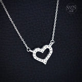 925-Sterling-Silver Hip Hop Mini CZ Open Heart Love Necklace Pendant