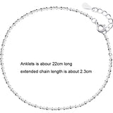 925 Sterling Silver 2mm Anklet for Women Foot Jewelry