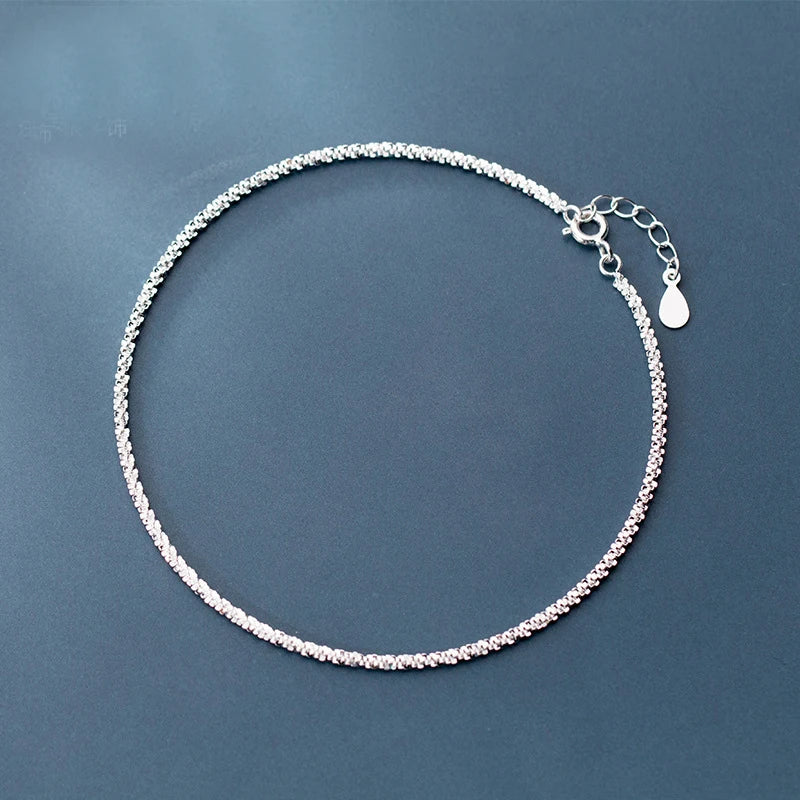 925 Sterling Silver 2mm Anklet for Women Foot Jewelry