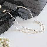 925 Sterling Silver Anklets for Women Double Layered Chains Ankle Bracelet