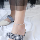 925 Sterling Silver Anklets for Women Double Layered Chains Ankle Bracelet