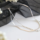 925 Sterling Silver Anklets for Women Double Layered Chains Ankle Bracelet