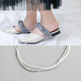 925 Sterling Silver Anklets for Women Double Layered Chains Ankle Bracelet