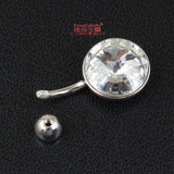925 Silver Belly Button Ring Crystal Stone Piercing Navel Bar
