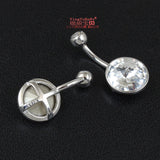 925 Silver Belly Button Ring Crystal Stone Piercing Navel Bar