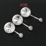 925 Silver Belly Button Ring Crystal Stone Piercing Navel Bar