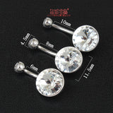 925 Silver Belly Button Ring Crystal Stone Piercing Navel Bar