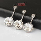 925 Silver Belly Button Ring Crystal Stone Piercing Navel Bar