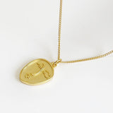 Abstract Face Women Silver Choker Necklace Pendant