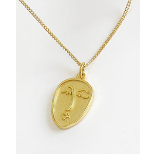 Abstract Face Women Silver Choker Necklace Pendant
