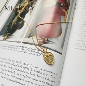Abstract Face Women Silver Choker Necklace Pendant