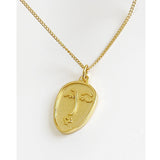 Abstract Face Women Silver Choker Necklace Pendant