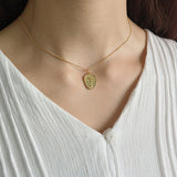 Abstract Face Women Silver Choker Necklace Pendant