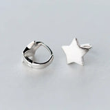 925 Sterling Silver Star Huggie Hoop Earrings 11mm