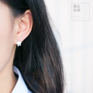 925 Sterling Silver Star Huggie Hoop Earrings 11mm