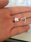 925 Sterling Silver Star Huggie Hoop Earrings 11mm