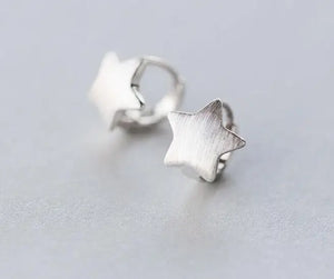 925 Sterling Silver Star Huggie Hoop Earrings 11mm