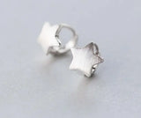 925 Sterling Silver Star Huggie Hoop Earrings 11mm