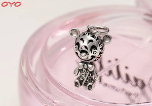 925 Sterling Silver Bear Pendant Thai Silver Retro Hollow Necklace Pendant