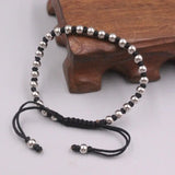 999 Silver Bead Weave Rope Bracelet 16-19cmL Adjustable Gift