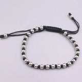 999 Silver Bead Weave Rope Bracelet 16-19cmL Adjustable Gift