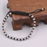 999 Silver Bead Weave Rope Bracelet 16-19cmL Adjustable Gift
