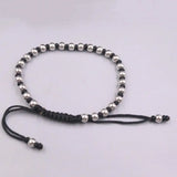 999 Silver Bead Weave Rope Bracelet 16-19cmL Adjustable Gift