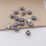 999 Silver Enamel Turtle Beads for Jewelry Making Retro Ethnic 3D DIY