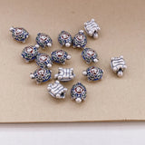 999 Silver Enamel Turtle Beads for Jewelry Making Retro Ethnic 3D DIY