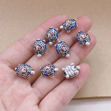 999 Silver Enamel Turtle Beads for Jewelry Making Retro Ethnic 3D DIY