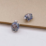 999 Silver Enamel Turtle Beads for Jewelry Making Retro Ethnic 3D DIY