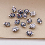 999 Silver Enamel Turtle Beads for Jewelry Making Retro Ethnic 3D DIY