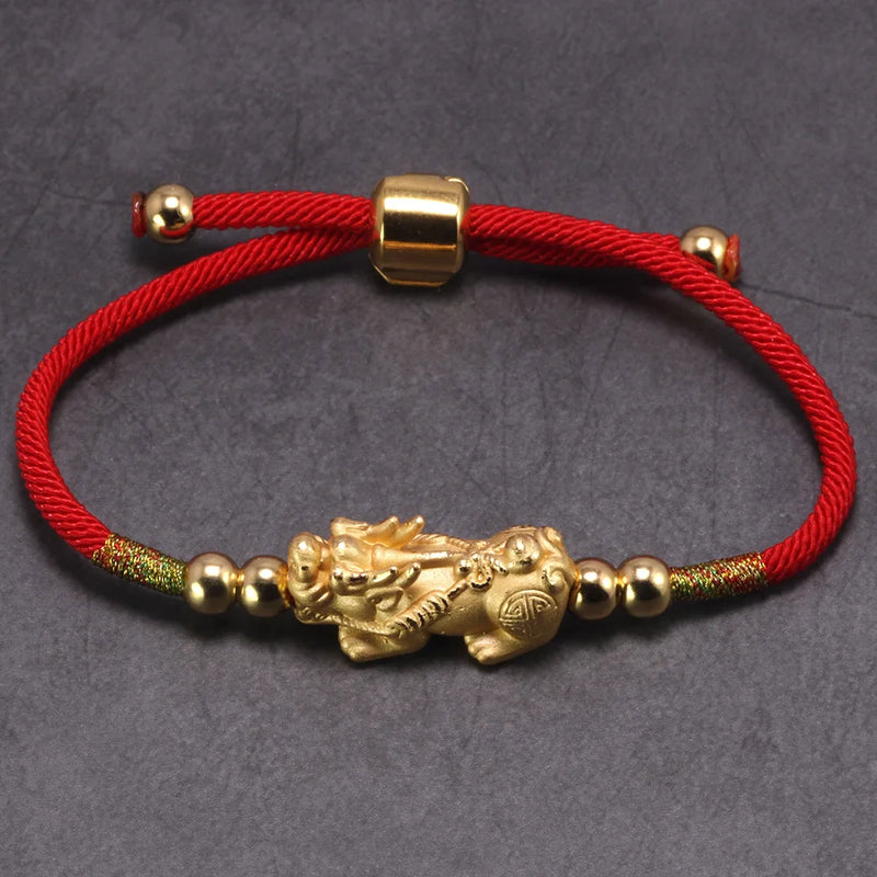 Adjustable 999 Sterling Silver Pixiu Bracelet Retro Thai Amulet