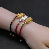Adjustable 999 Sterling Silver Pixiu Bracelet Retro Thai Amulet