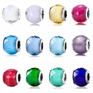 Petite Facets Crystal Charm 925 Sterling Silver Beads for Bracelet